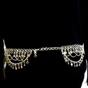 Silver Coin Belt Dangling Belly Chain for Women